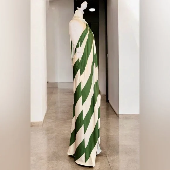 Ronny Kobo Chantell Diagonal Striped Halterneck Maxi Dress